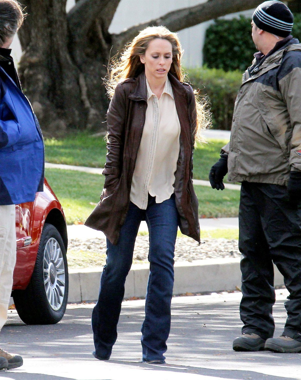 Jennifer Love Hewitt Pictures Jennifer Love Hewitt filming The Client List and really getting into character in between takes. January 10, 2013