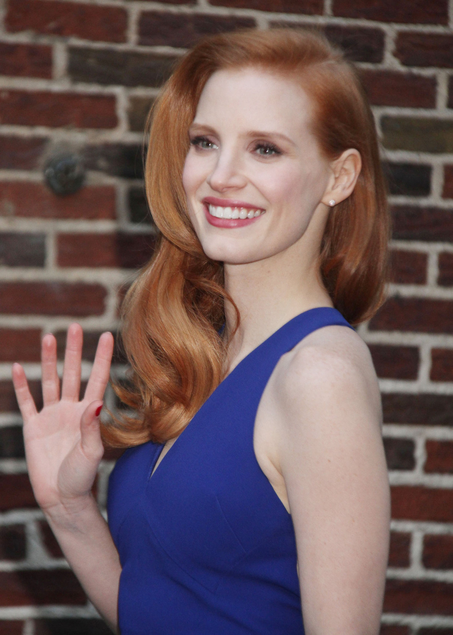 Jessica Chastain (upsizes) at the Late Show with David Letterman in New York 1/7/13 