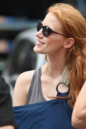 Jessica Chastain - The set of  The Disappearance of Eleanor Rigby  in New York City (13 Jul 2012)