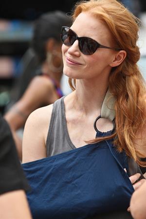 Jessica Chastain - The set of  The Disappearance of Eleanor Rigby  in New York City (13 Jul 2012)