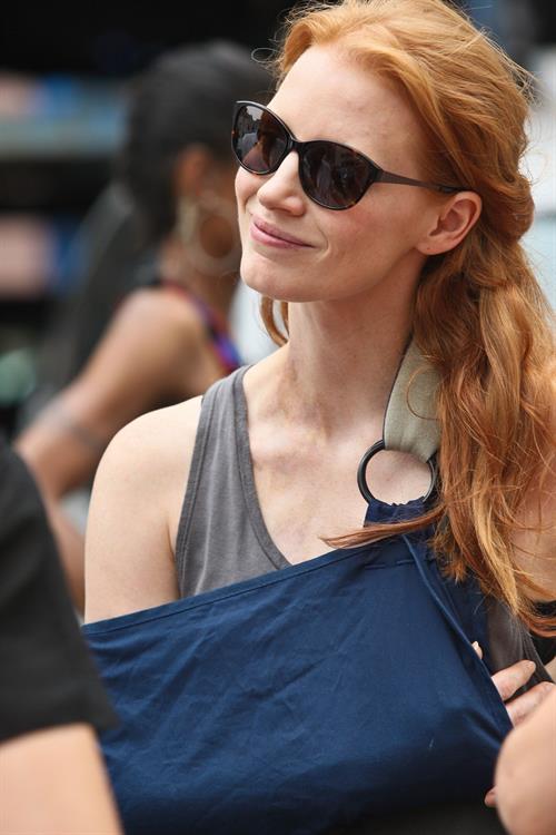 Jessica Chastain - The set of  The Disappearance of Eleanor Rigby  in New York City (13 Jul 2012)
