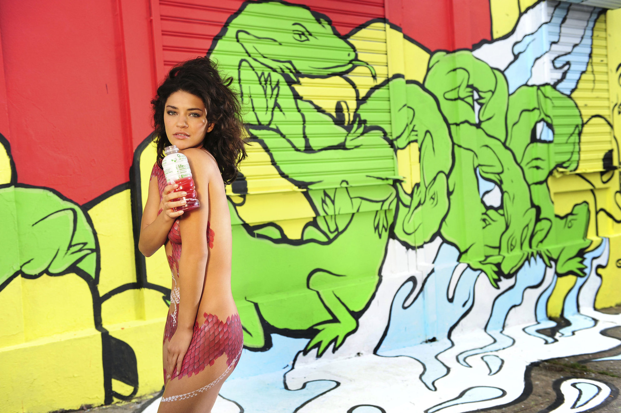 Jessica Szohr Sobe Lifewater body paint photoshoot 