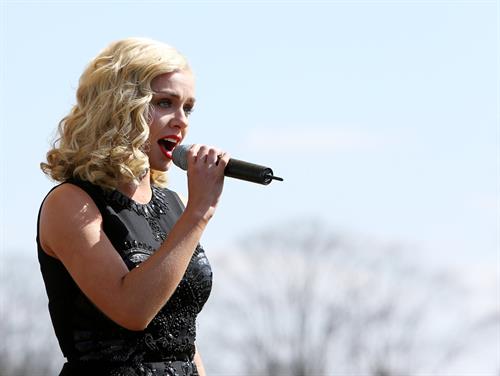 Katherine Jenkins Sings National Anthem during Grand National Day at Aintree Racecourse - Liverpool, Apr. 6, 2013 