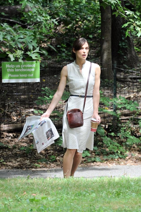 Keira Knightley on the set of 'Can A Song Save Your Life' in Central Park 8/7/12 