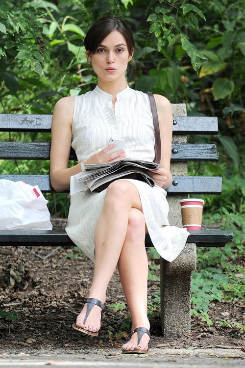 Keira Knightley on the set of 'Can A Song Save Your Life' in Central Park 8/7/12 