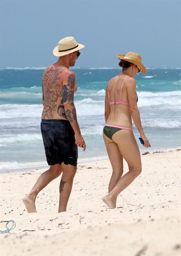 Whitney Cummings in a bikini on the beach in Tulum, Mexico, June 12, 2017