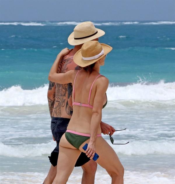 Whitney Cummings in a bikini on the beach in Tulum, Mexico, June 12, 2017