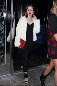 Lily Collins Hakkasan restaurant candids in Beverly Hills, October 10, 2013 