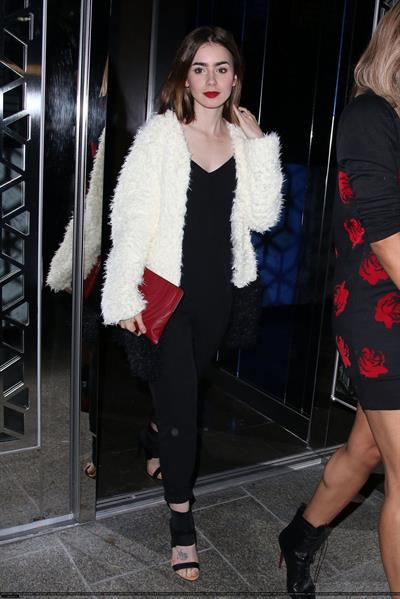 Lily Collins Hakkasan restaurant candids in Beverly Hills, October 10, 2013 