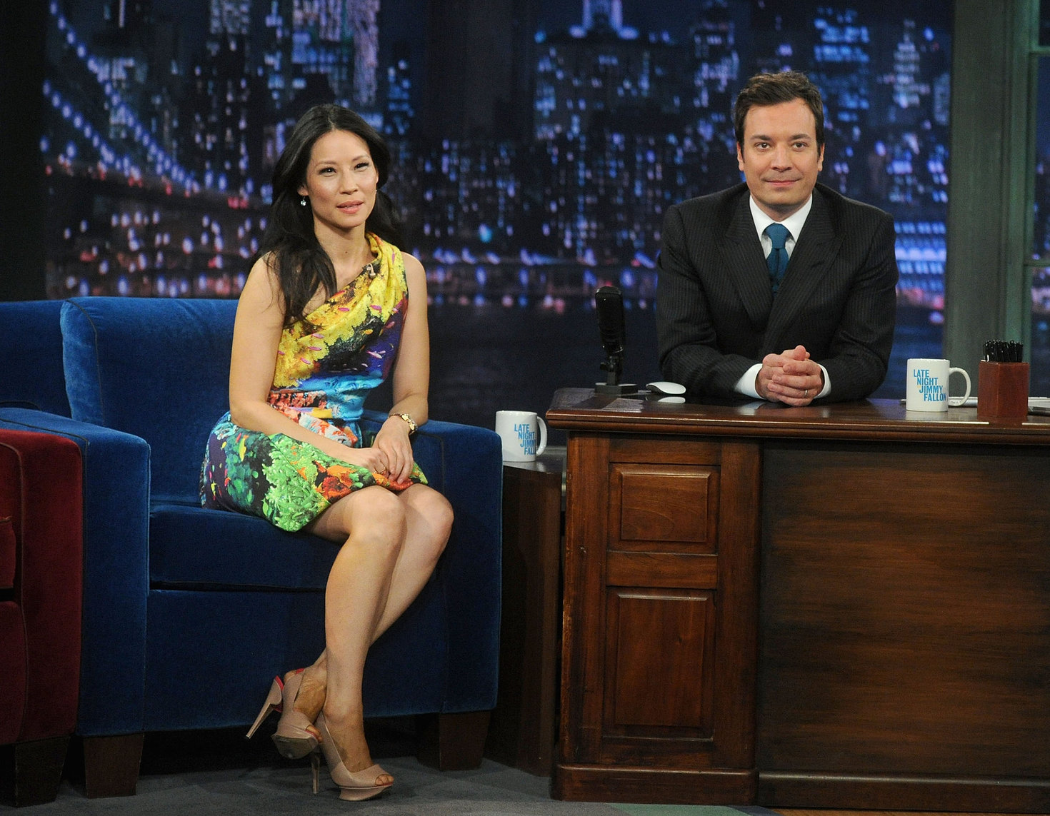 Lucy Liu Late Night with Jimmy Fallon in NYC 1/29/13 