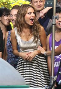 Maria Menounos - Crashes an interview & runs on stage on the show EXTRA LA on September 17, 2012