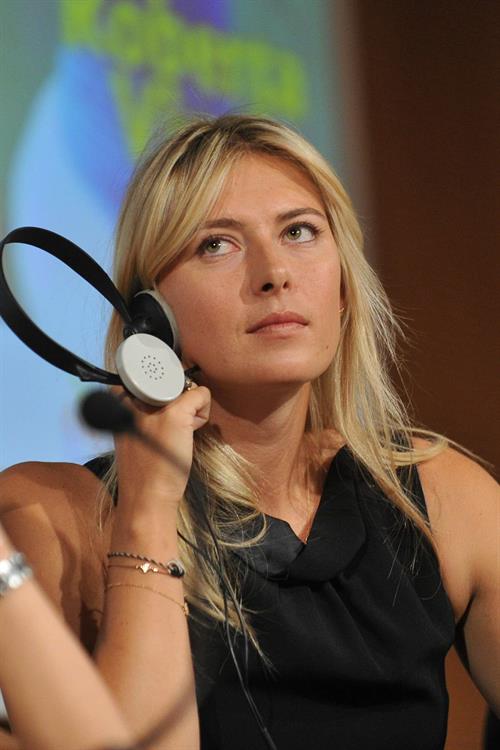 Maria Sharapova attends a press conference to present Saturday's exhibition match Milan November 30, 2012 