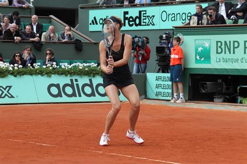 Maria Sharapova playing in Semi-Finals of 2012 Women's French Open Tennis Tournament June 7, 2012