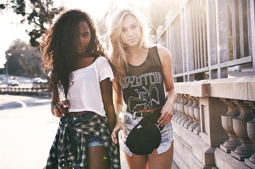 Alexis Ren in a Led Zeppelin shirt