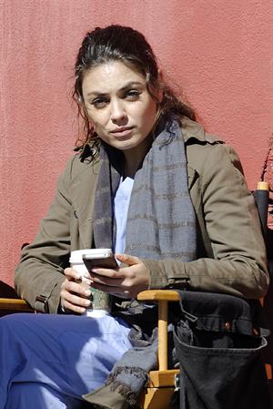 Mila Kunis on the set of The Angriest Man In Brooklyn in Hollywood (February 20, 2013) 