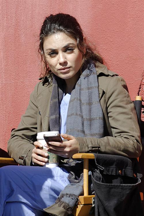 Mila Kunis on the set of The Angriest Man In Brooklyn in Hollywood (February 20, 2013) 