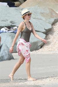 Naomi Watts wearing a swimsuit on the beach in St Barts 12/31/12 