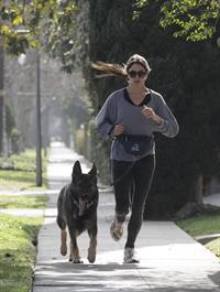Nikki Reed jogging with her dog Enzo in Los Angeles on February 6, 2013
