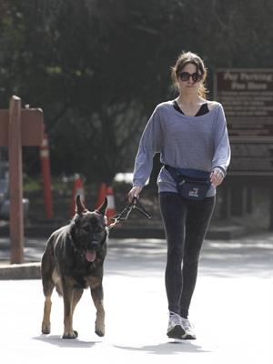 Nikki Reed jogging with her dog Enzo in Los Angeles on February 6, 2013