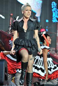 Alecia Moore (Pink) performing at the O2 Wireless festival in London on July 2, 2011