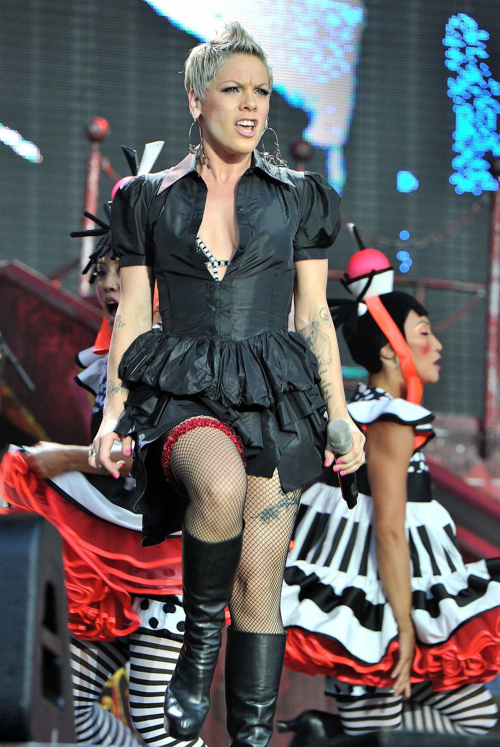 Alecia Moore (Pink) performing at the O2 Wireless festival in London on July 2, 2011