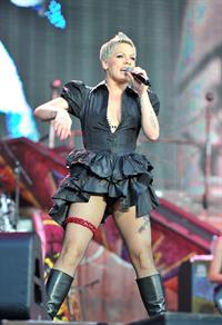 Alecia Moore (Pink) performing at the O2 Wireless festival in London on July 2, 2011