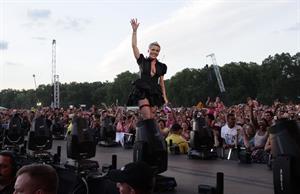 Alecia Moore (Pink) performing at the O2 Wireless festival in London on July 2, 2011