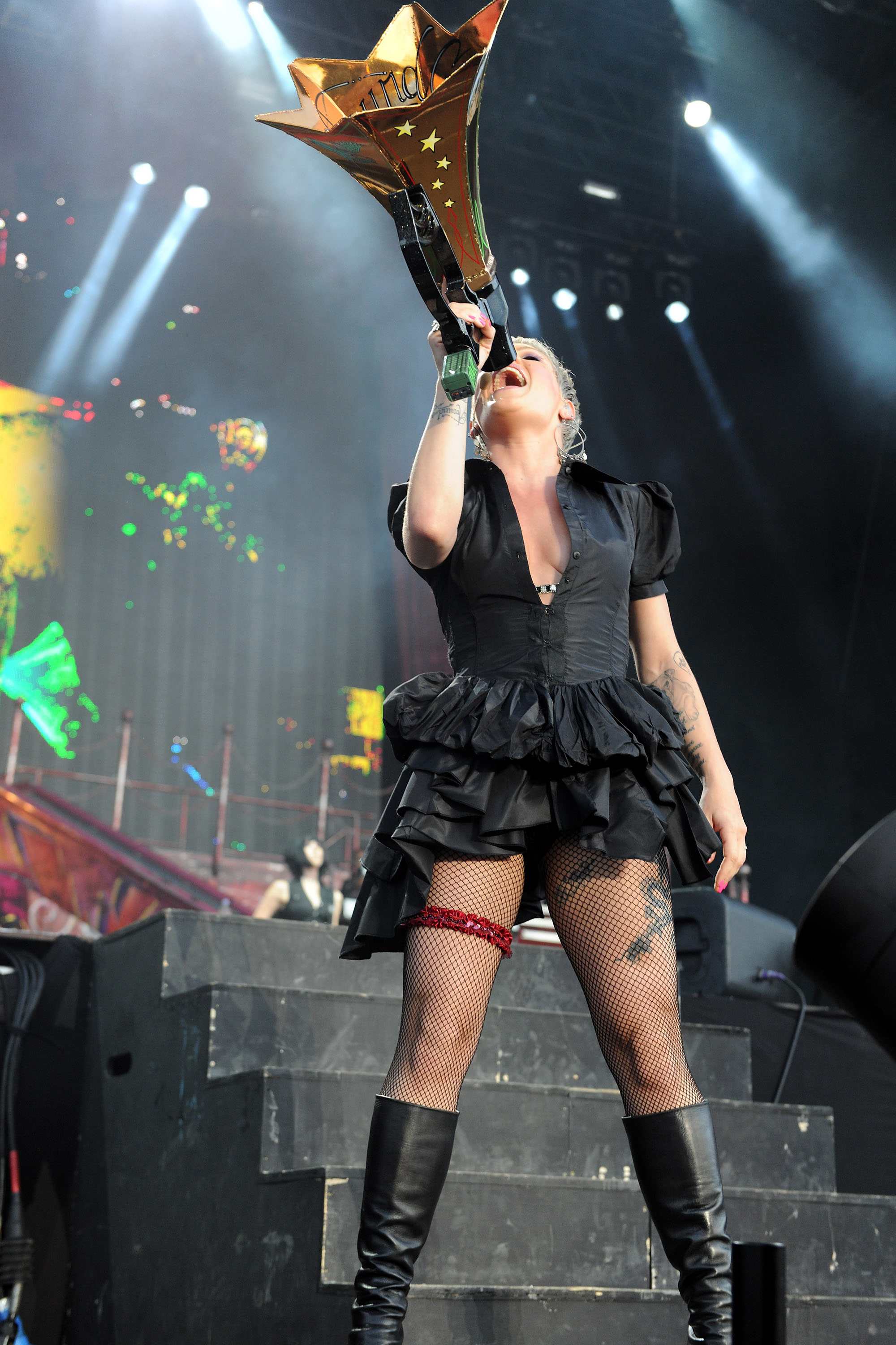 Alecia Moore (Pink) performing at the O2 Wireless festival in London on July 2, 2011