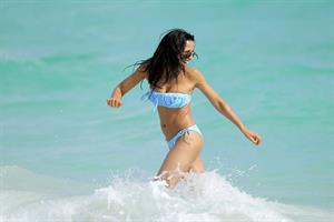 Padma Lakshmi in a bikini on the beach in Miami, Florida - December 8, 2012 