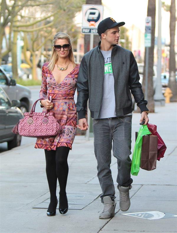 Paris Hilton and River Viiperi shop in Beverly Hills. February 9, 2013 