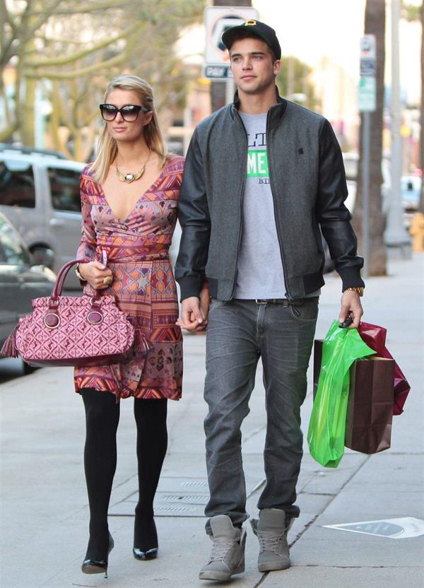 Paris Hilton and River Viiperi shop in Beverly Hills. February 9, 2013 