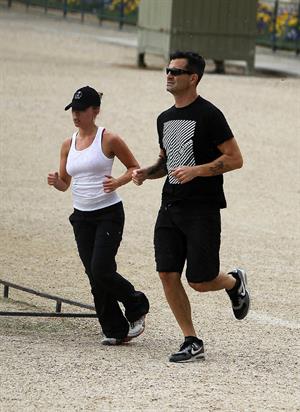 Scarlett Johansson - Jogging in the Jardin du Luxembourg in Paris on August 20, 2012