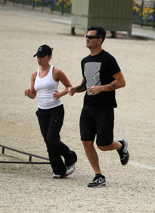 Scarlett Johansson - Jogging in the Jardin du Luxembourg in Paris on August 20, 2012