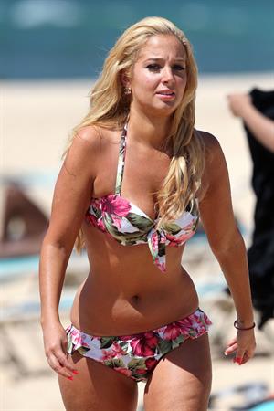 Tulisa Contostavlos in a bikini on the beach in Honolulu July 31, 2012
