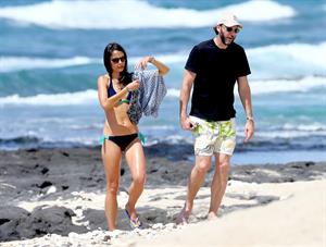 Jordana Brewster in a black bikini in Hawaii, August 30, 2014