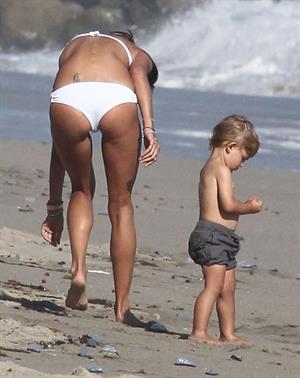 Alessandra Ambrosio in a white bikini in Malibu August 23, 2014