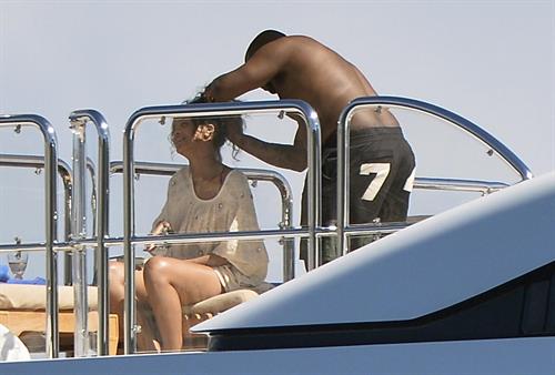 Rihanna enjoying a break on a yacht in Ponza August 29, 2014