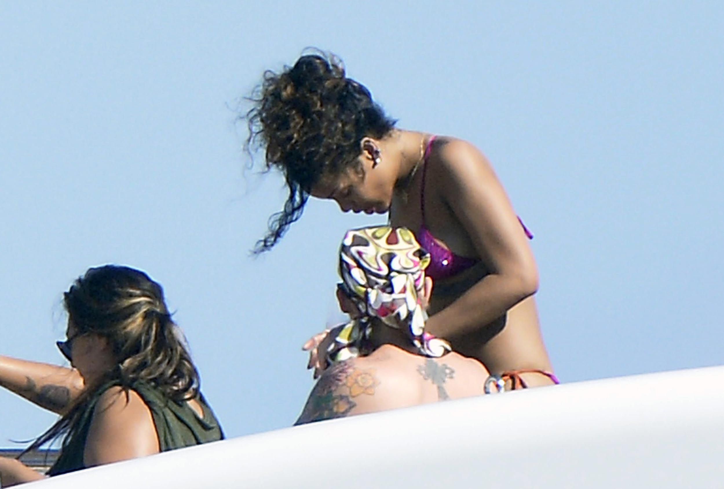Rihanna enjoying a break on a yacht in Ponza August 29, 2014
