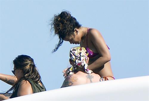 Rihanna Bikini Pictures Rihanna enjoying a break on a yacht in Ponza August 29, 2014
