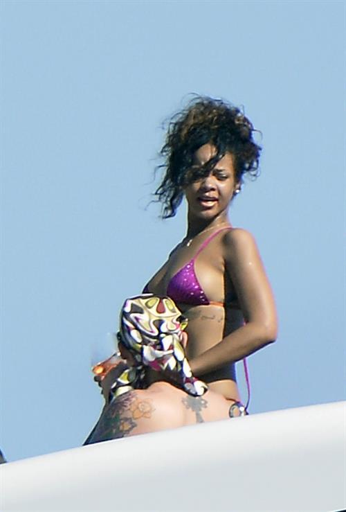 Rihanna enjoying a break on a yacht in Ponza August 29, 2014