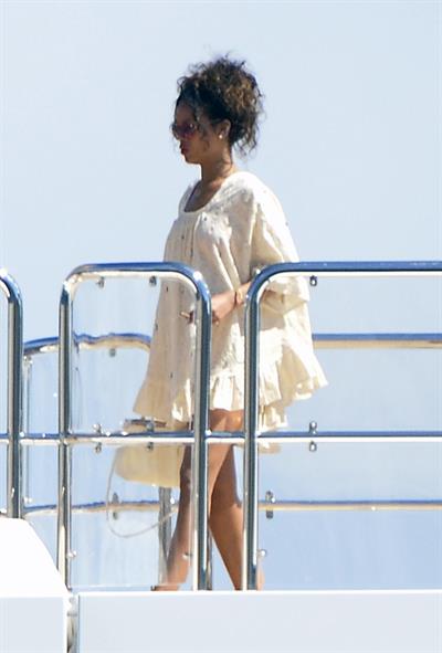 Rihanna enjoying a break on a yacht in Ponza August 29, 2014
