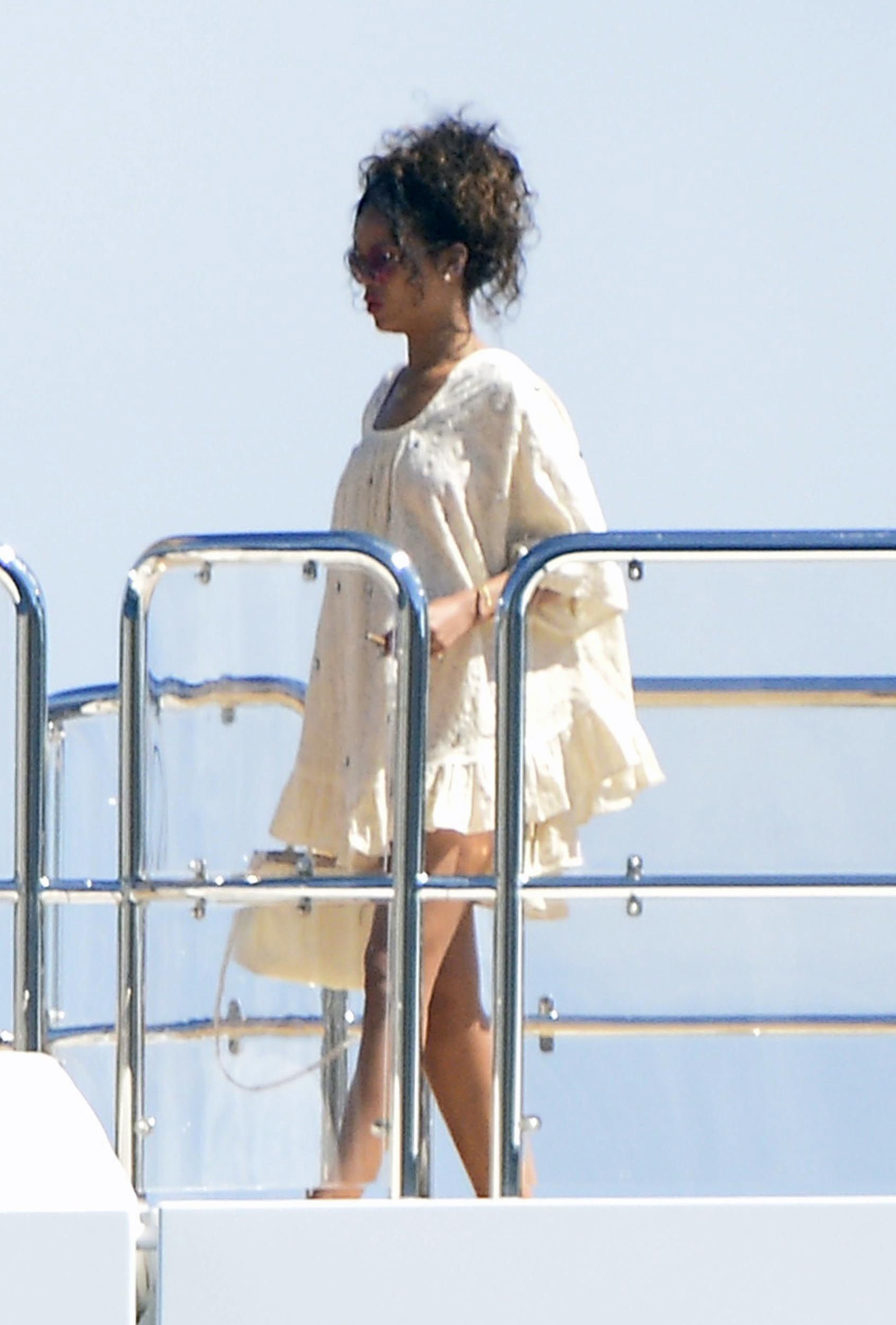Rihanna enjoying a break on a yacht in Ponza August 29, 2014