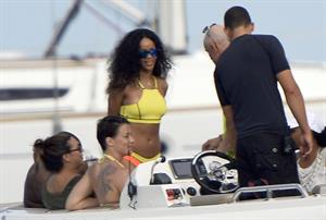 Rihanna enjoying a break on a yacht in Ponza