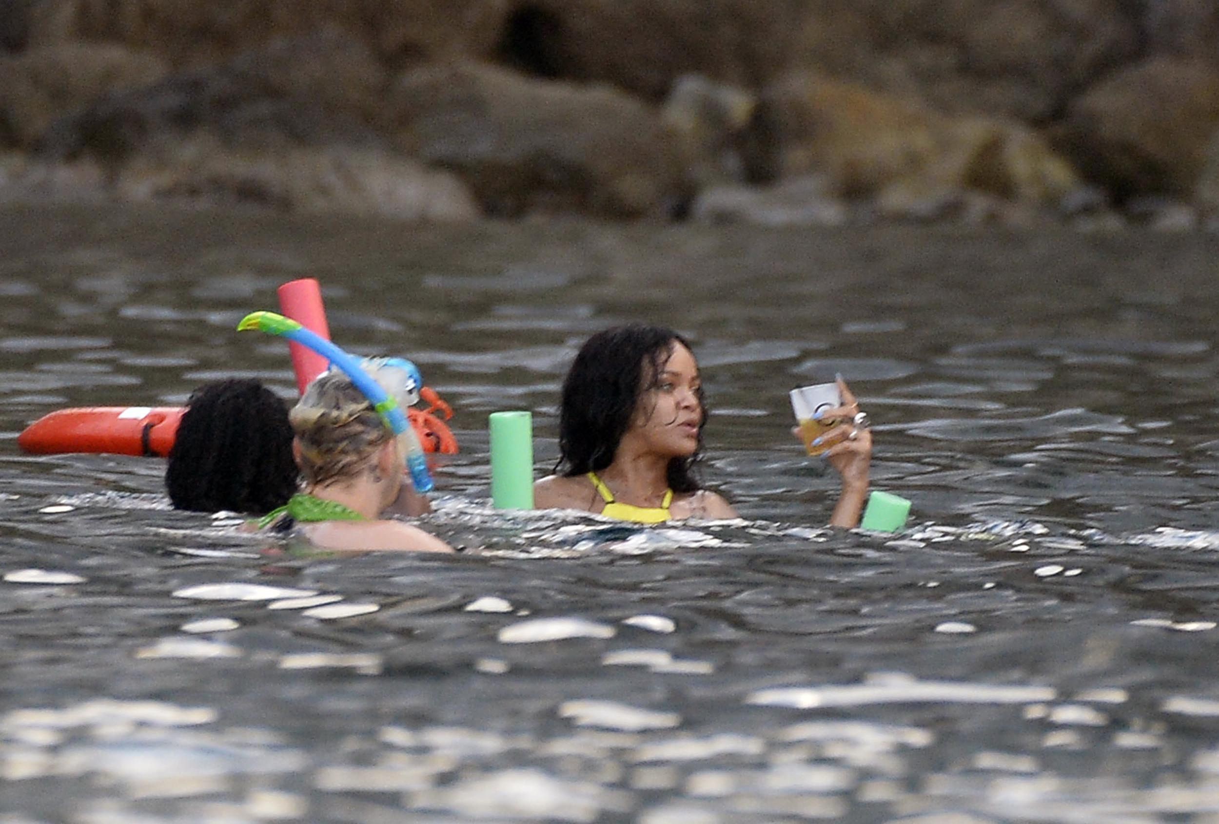 Rihanna enjoying a break on a yacht in Ponza August 29, 2014