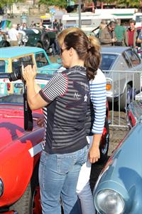 Katarina Witt at the oldtimer car rally Hamburg-Berlin-Klassik August 30, 2014