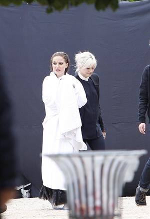 Natalie Portman modeling for a Miss Dior campaign photo shoot in the gardens of the Palais Royal in Paris 6/26/12 