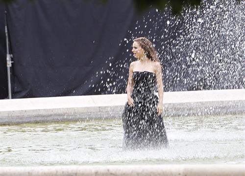 Natalie Portman modeling for a Miss Dior campaign photo shoot in the gardens of the Palais Royal in Paris 6/26/12 