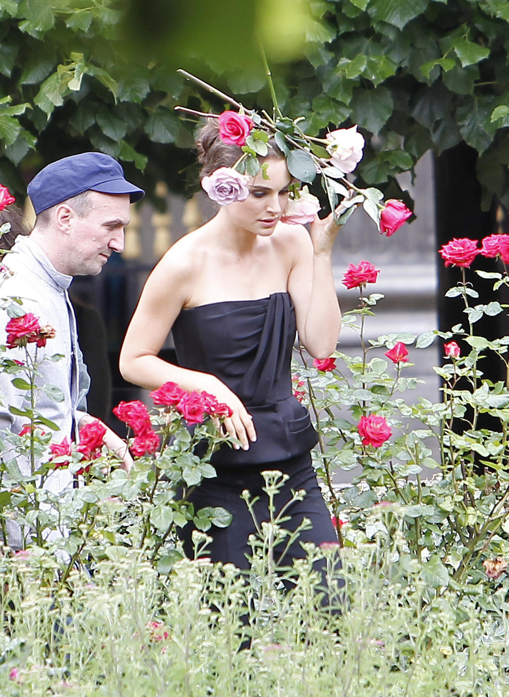 Natalie Portman modeling for a Miss Dior campaign photo shoot in the gardens of the Palais Royal in Paris 6/26/12 