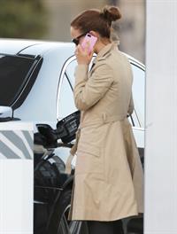 Natalie Portman heads to a meeting in her trench coat at an office in Century City January 17, 2013 