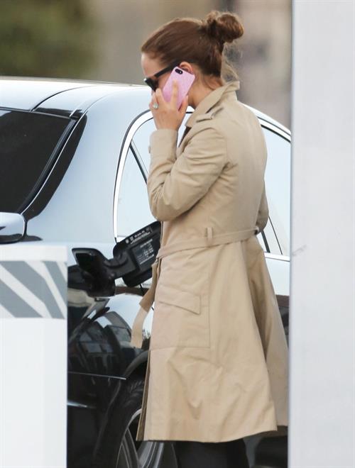 Natalie Portman heads to a meeting in her trench coat at an office in Century City January 17, 2013 
